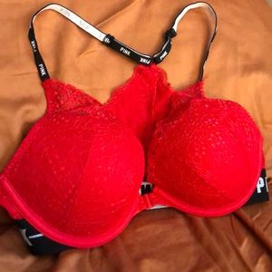 PINK Red Lace Bra
